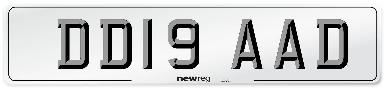 DD19 AAD Number Plate from New Reg